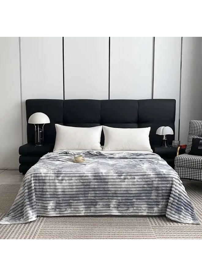 Tie Dye Milk Blanket Soft Plush All Season Bedspread Throw Machine Washable Cold Air Gray - Image 1